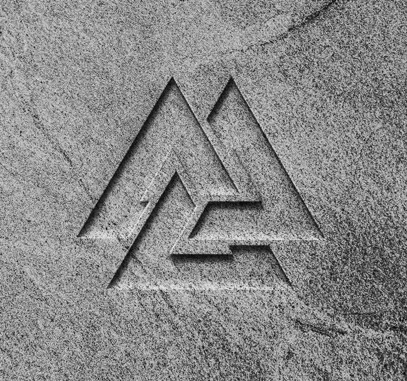 Symbol of Odin: Valknut in stone