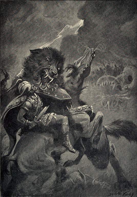 Odin and Fenrir battle